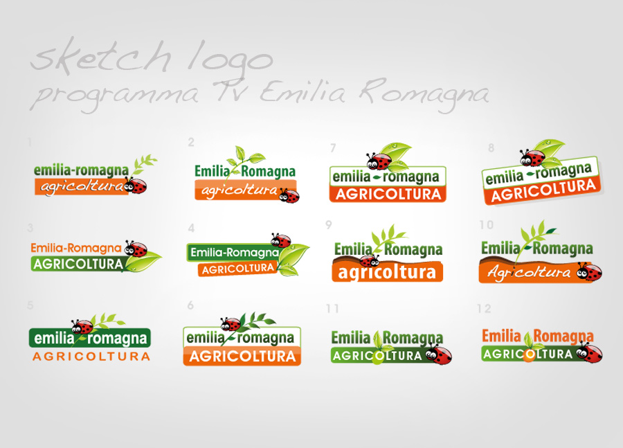 progettazione logo   programma televisivo Emilia Romagna Agricoltura - sketch e bozze