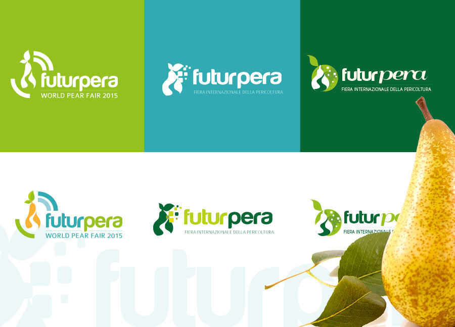 progettazione creazione logo  marchio per futurpera fiera internazionale della pera - prove colore